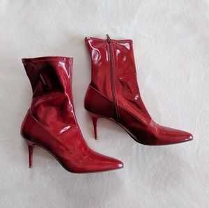 Stuart Weitzman Red Patent Leather Ankle Boot